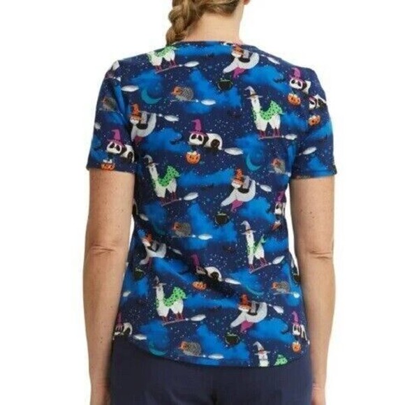 3XL Scrubstar Halloween Sloth Llama Panda Raccoon Bat Hedgehog Scrub Top New - Picture 4 of 4